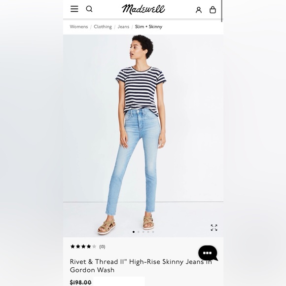 NWT Rivet and Thread x Madewell High-Rise Skinny Jeans, Size 28 - Picture 1 of 6